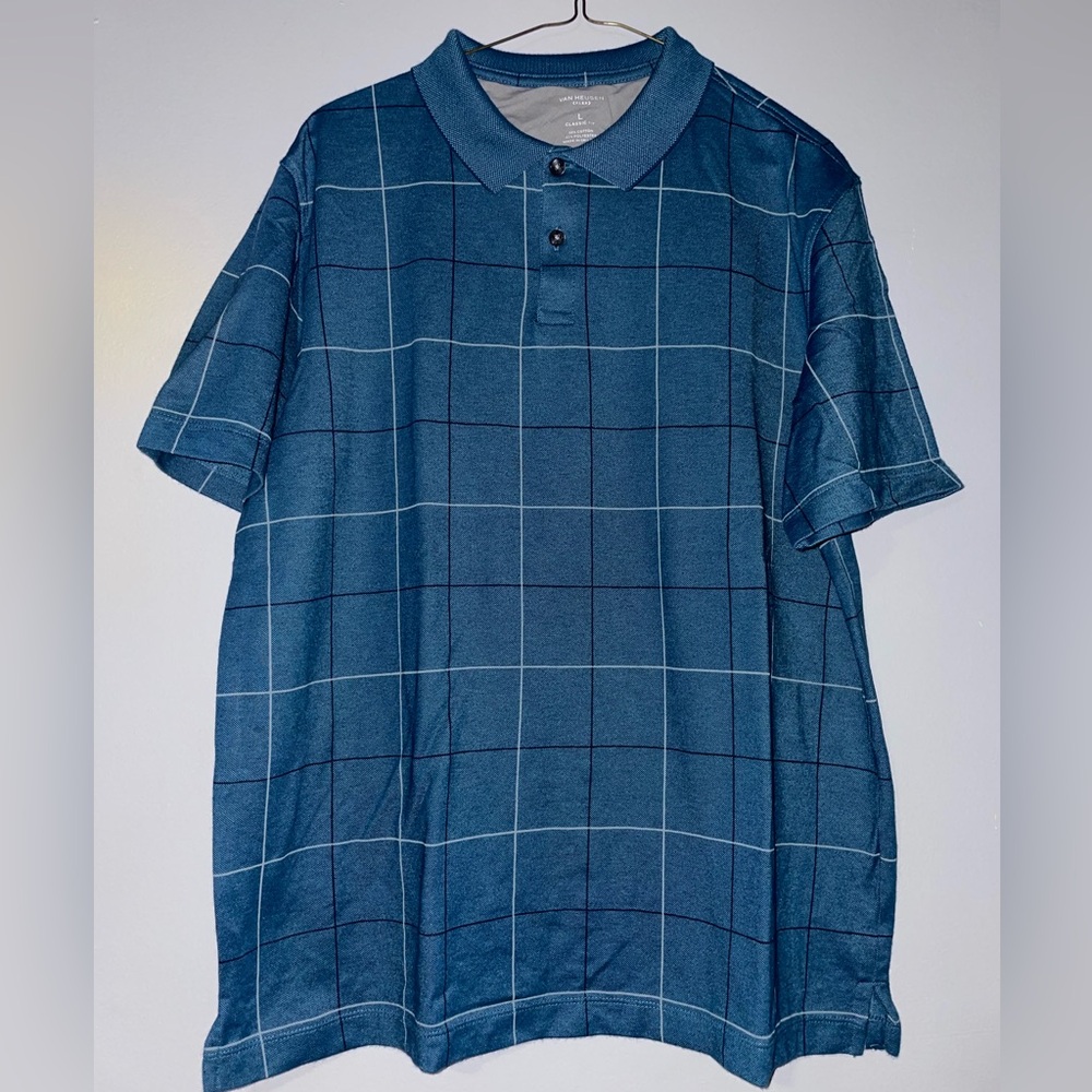 🚙Men's Blue Checkered Polo Shirt